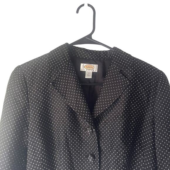 Talbots Women's Size 10 P Polka Dot Black White 3 Button Pea Coat Blazer - Picture 2 of 11